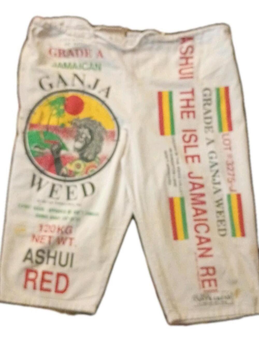 RARE Jamaican Ganga Board Shorts Skater Adjustable Drawstring 27" Long Tru VTG